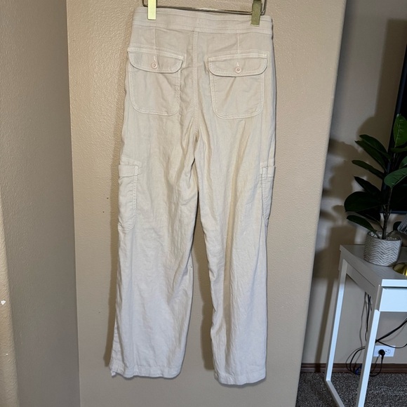 American Eagle Dreamy Drape Linen-Blend Baggy Wide-Leg Cargo Pants Size 0 - Picture 13 of 16